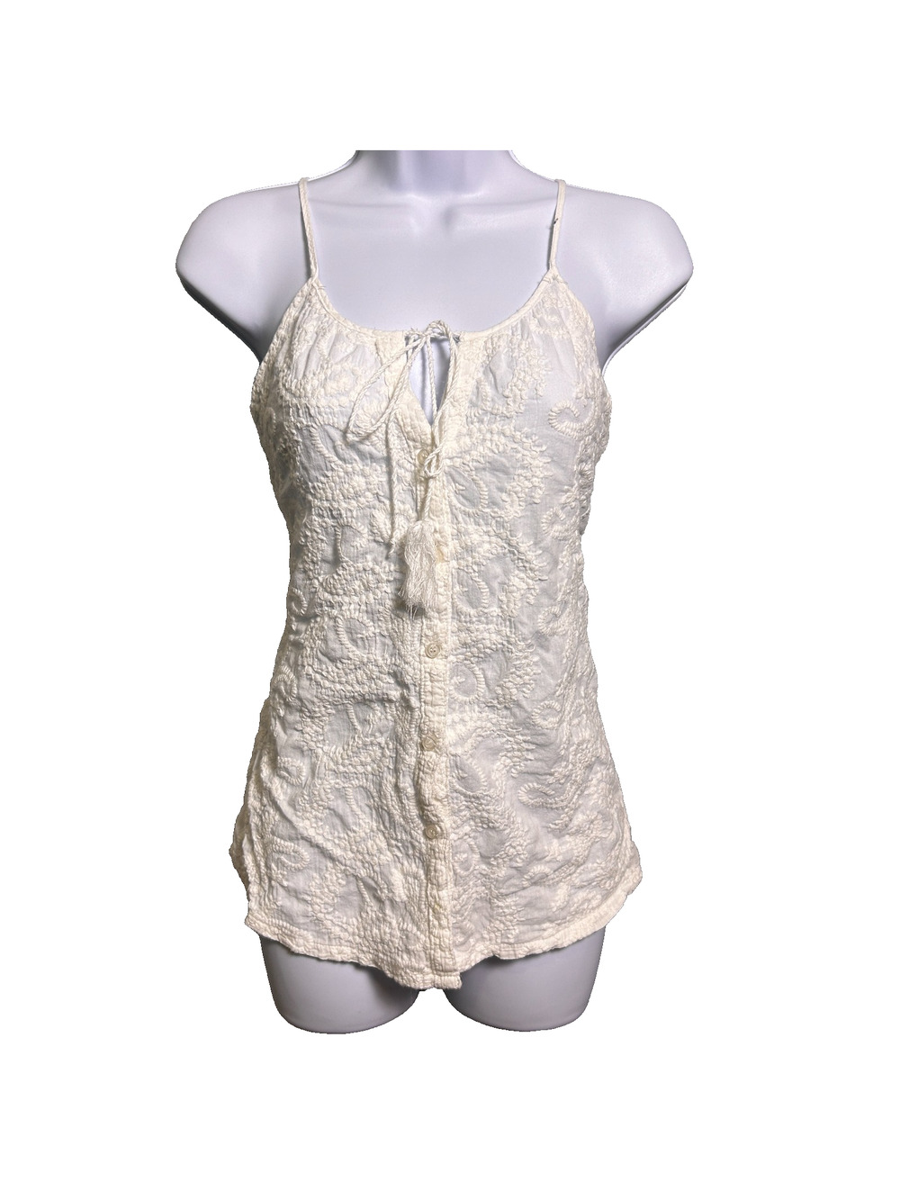 Laffaire Y2K Button Up Cami Womens Medium Paisley Embroidered Cottage Soft Girl